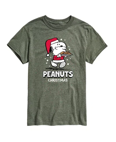 Airwaves Men's Peanuts Snoopy Santa Short Sleeve Tee In Green