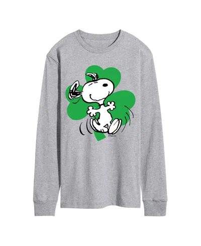 Airwaves Men's Peanuts Snoopy St. Patrick's Day Long-sleeve Graphic T-shirt In Gray