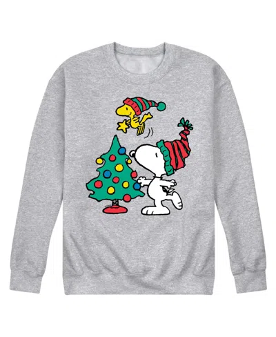 Airwaves Men's Peanuts Snoopy Tree Long Sleeve Fleece In Gray