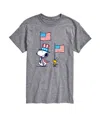 Airwaves Men's Peanuts Snoopy Woodstock Flag March Short Sleeve T-shirt In Gray