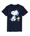 Airwaves Men's Peanuts Snoopy Woodstock Short Sleeve T-shirt In Blue
