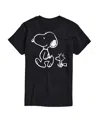 Airwaves Men's Peanuts Snoopy Woodstock Walk Short Sleeve T-shirt In Black