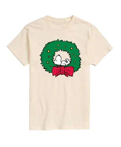 Airwaves Men's Peanuts Snoopy Wreath Short Sleeve Tee In Beige,khaki