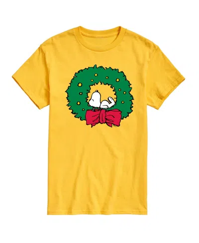 Airwaves Men's Peanuts Snoopy Wreath Short Sleeve Tee In Yellow