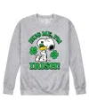 Airwaves Men's Peanuts St Patrick's Day Hug Me I'm Irish Long Sleeve Fleece In Gray