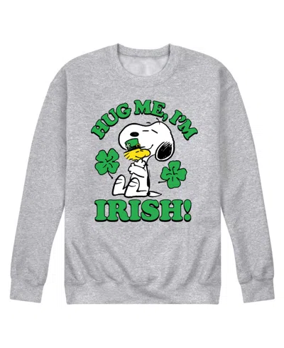 Airwaves Men's Peanuts St Patrick's Day Hug Me I'm Irish Long Sleeve Fleece In Gray