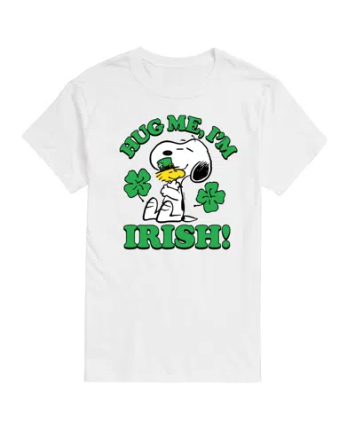 Airwaves Men's Peanuts St Patrick's Day Hug Me I'm Irish Short Sleeve T-shirt In White