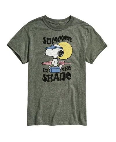 Airwaves Men's Peanuts Summer In The Shade Graphic T-shirt In Heather Military Green