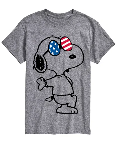 Airwaves Men's Peanuts Usa Snoopy Glasses Short-sleeve Graphic T-shirt In Gray