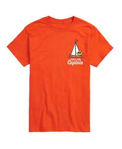 Airwaves Men's Peanuts Woodstock Call Me Captain Graphic T-shirt In Orange