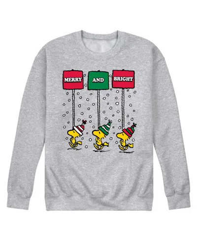Airwaves Men's Peanuts Woodstock Merry And Bright Long Sleeve Fleece In Gray