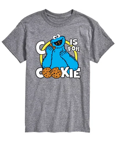 Airwaves Men's Sesame Street Cookie Monsterâ Short-sleeve Graphic T-shirt In Gray