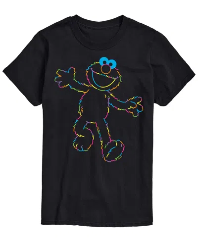 Airwaves Men's Sesame Street Elmo Rainbow Lineart Short-sleeve Graphic T-shirt In Black
