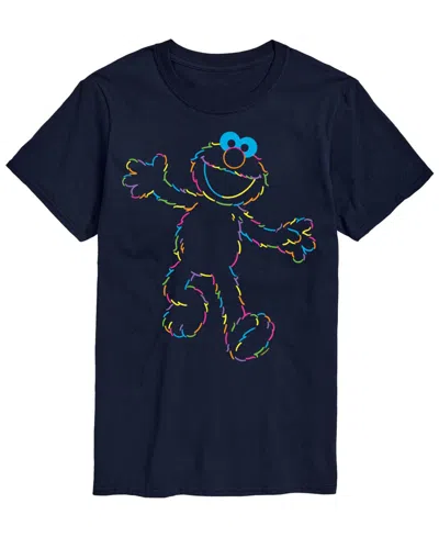Airwaves Men's Sesame Street Elmo Rainbow Lineart Short-sleeve Graphic T-shirt In Blue