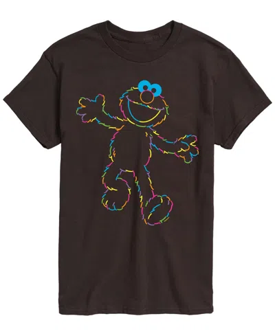 Airwaves Men's Sesame Street Elmo Rainbow Lineart Short-sleeve Graphic T-shirt In Brown