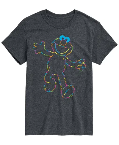 Airwaves Men's Sesame Street Elmo Rainbow Lineart Short-sleeve Graphic T-shirt In Gray