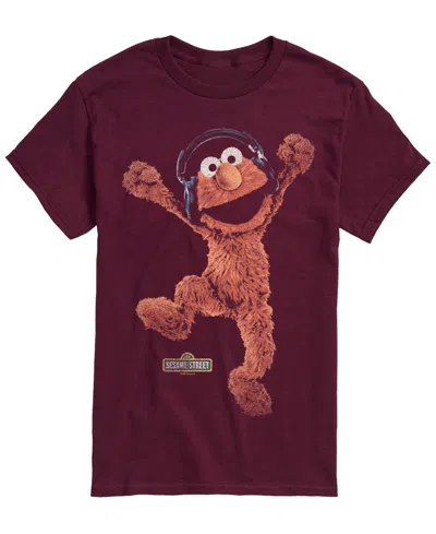 Airwaves Men's Sesame Street Elmo Vintage Fadedâ Short-sleeve Graphic T-shirt In Burgundy