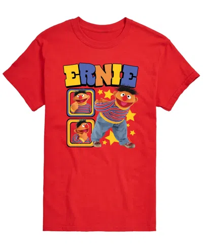 Airwaves Men's Sesame Street Ernie Photos Short-sleeve Graphic T-shirt In Red