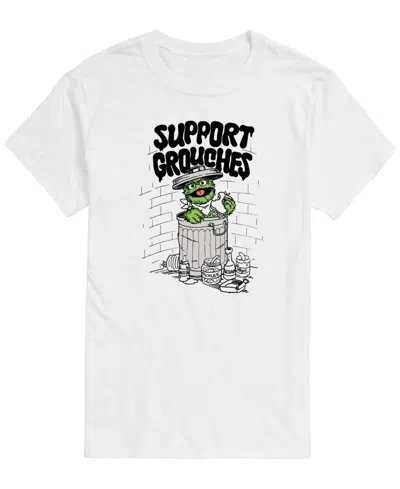 Airwaves Men's Sesame Street Support Grouches Oscarâ Short-sleeve Graphic T-shirt In White