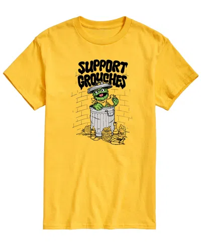Airwaves Men's Sesame Street Support Grouches Oscarâ Short-sleeve Graphic T-shirt In Yellow