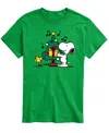 Airwaves Men's Snoopy And Christmas Tree Present Graphic T-shirt In Green
