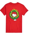 Airwaves Men's Snoopy And Christmas Wreath Graphic T-shirt In Red