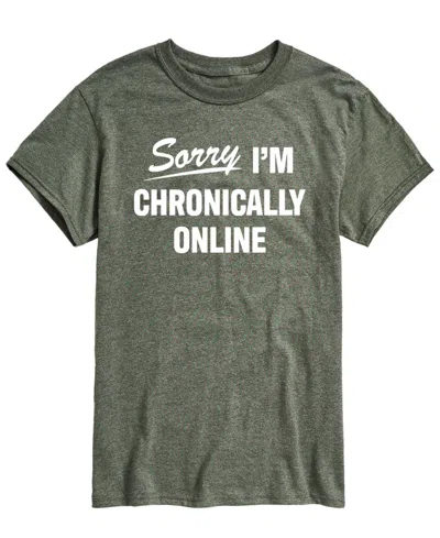 Airwaves Men's Sorry Im Chronically Online Short-sleeve Graphic T-shirt In Heather Military Green