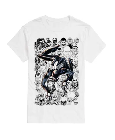 Airwaves Men's Spider-man Lineart Characters Short-sleeve Graphic T-shirt In White