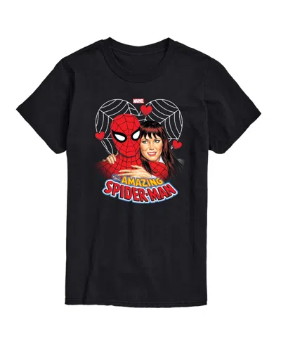 Airwaves Men's Spiderman Mary Jane & Hearts Printed Short-sleeve Graphic T-shirt In Black