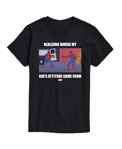 Airwaves Men's Spider-man My Kids Attitude Short-sleeve Graphic T-shirt In Black
