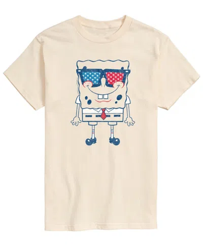 Airwaves Men's Spongebob Squarepants Flag Fill Sunglasses Short Sleeve Graphic T-shirt In Neutral