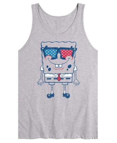 Airwaves Men's Spongebob Squarepants Flag Fill Sunglasses Sleeveless Graphic Tank In Gray