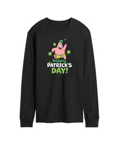 Airwaves Men's Spongebob Squarepants Happy Patrick's Day Long Sleeve T-shirt In Black