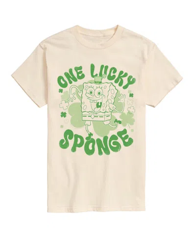 Airwaves Men's Spongebob Squarepants One Lucky Sponge Clovers Short-sleeve Graphic T-shirt In White
