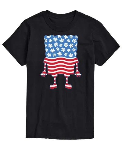 Airwaves Men's Spongebob Squarepants Silhouette Stars Stripes Short-sleeve Graphic T-shirt In Black