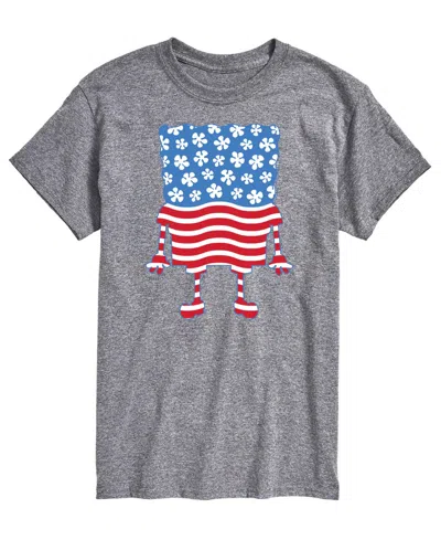 Airwaves Men's Spongebob Squarepants Silhouette Stars Stripes Short-sleeve Graphic T-shirt In Gray