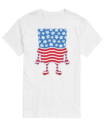 Airwaves Men's Spongebob Squarepants Silhouette Stars Stripes Short-sleeve Graphic T-shirt In White