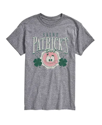 Airwaves Men's Spongebob Squarepants St. Patrick's Day Short-sleeve Graphic T-shirt In Gray