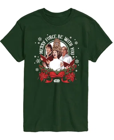 Airwaves Men's Star Wars Christmas Force Be With You Short-sleeve Graphic T-shirt In Green
