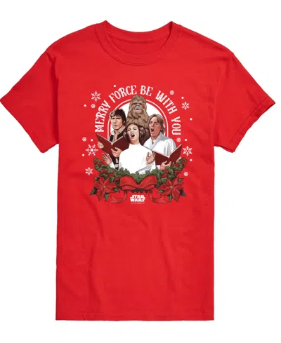 Airwaves Men's Star Wars Christmas Force Be With You Short-sleeve Graphic T-shirt In Red