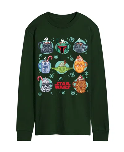Airwaves Men's Star Wars Christmas Hot Cocoa Mugs Long-sleeve Graphic T-shirt In Green