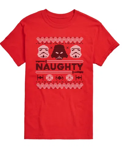Airwaves Men's Star Wars Christmas Naughty Darth Vader Short-sleeve Graphic T-shirt In Red
