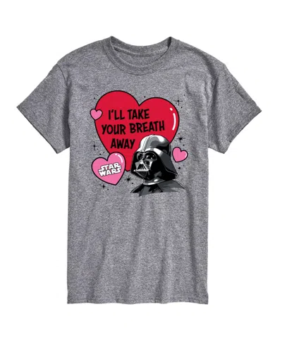 Airwaves Men's Star Wars Valentine Vader Breath Away Printed Short-sleeve Graphic T-shirt In Gray