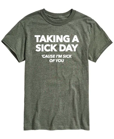 Airwaves Men's Taking Sick Day Short-sleeve Graphic T-shirt In Heather Military Green