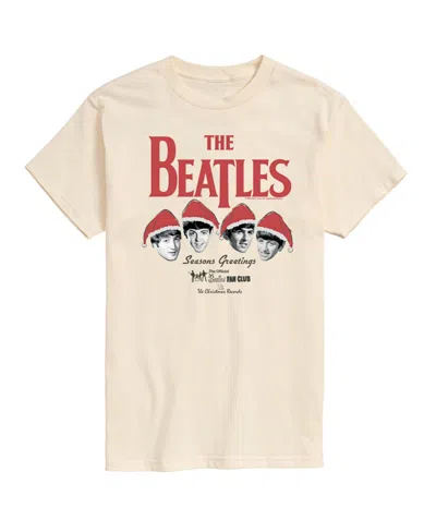 Airwaves Men's The Beatles Christmas Short Sleeve Tee In Beige,khaki