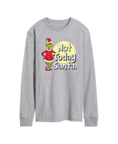 Airwaves Men's The Grinch Not Today Santa Long-sleeve Graphic T-shirt In Gray