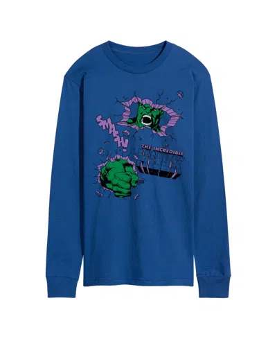 Airwaves Men's The Hulk Punch Wall Long-sleeve Graphic T-shirt In Blue
