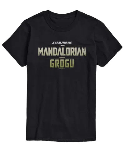 Airwaves Men's The Mandalorian & Grogu Logo Vintage Faded Graphic T-shirt In Black