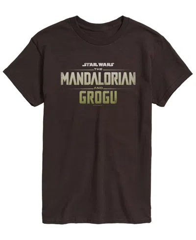 Airwaves Men's The Mandalorian & Grogu Logo Vintage Faded Graphic T-shirt In Dark Brown