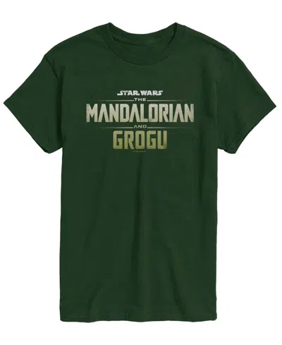 Airwaves Men's The Mandalorian & Grogu Logo Vintage Faded Graphic T-shirt In Forest Green